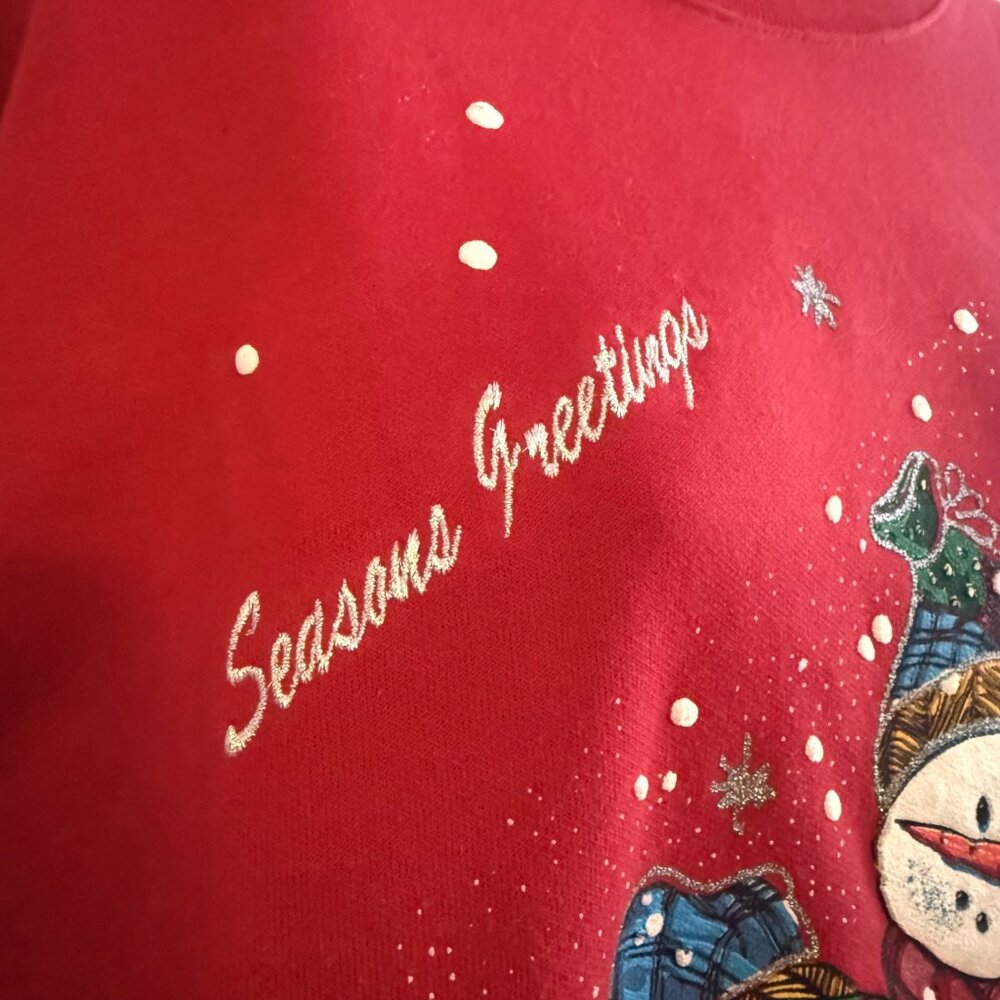 Vintage Holiday Time Snowman Penguin Sweatshirt | M - Picture 7 of 10